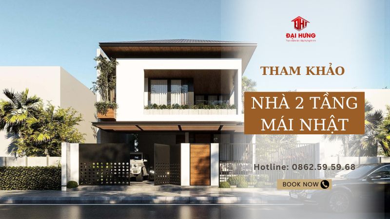 Mẫu nhà 2 tầng mái Nhật đẹp