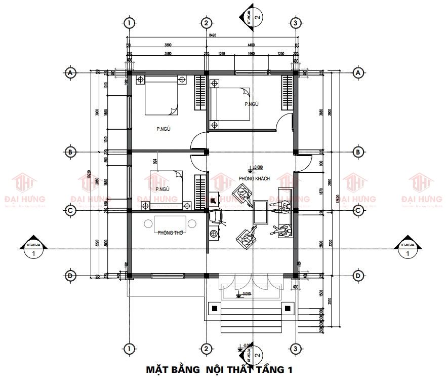 mặt bằng công năng nhà anh Đạt